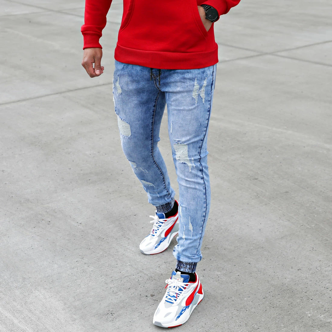 Coupon 🎉 Jogger Pant Skinny 👖 Jeans Avec Dechirures LB054J Denim Bleu Medium de LBO ⌛ 7 Coupon 🎉 Jogger Pant Skinny 👖 Jeans Avec Dechirures LB054J Denim Bleu Medium de LBO ⌛ – Image 5