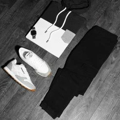 Bon marché ❤️ Sweat Capuche A Poche 1384 Gris Anthracite Blanc de LBO 🤩 -France LBO Soldes Boutique lbo 235910 FAB SHALBO 1384 20201103T093021 03