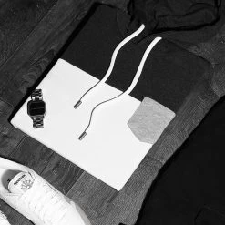 Bon marché ❤️ Sweat Capuche A Poche 1384 Gris Anthracite Blanc de LBO 🤩 -France LBO Soldes Boutique lbo 235910 FAB SHALBO 1384 20201103T093023 04