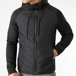 Nouveau 😍 Veste Zippée Capuche Bimatière 0002 Noir de LBO ❤️ -France LBO Soldes Boutique lbo 236462 FAB 1070574 0002 20201211T144550 03