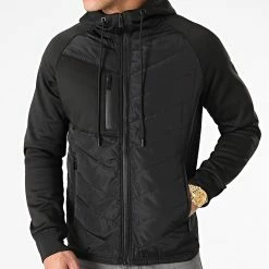 Coupon ⭐ Veste Zippée Capuche Bimatière 0003 Noir de LBO 💯 -France LBO Soldes Boutique lbo 236463 FAB 1070574 0003 20201211T144654 03