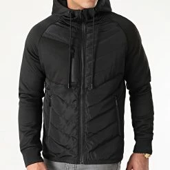 Coupon ⭐ Veste Zippée Capuche Bimatière 0003 Noir de LBO 💯