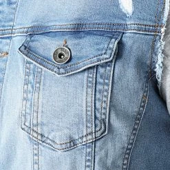 Remise 😍 Veste Jean A Capuche 1459 Bleu Denim Gris de LBO 🔔 -France LBO Soldes Boutique lbo 243531 FAB SHALBO 1459 20201209T142549 02