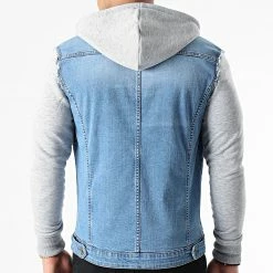 Remise 😍 Veste Jean A Capuche 1459 Bleu Denim Gris de LBO 🔔 -France LBO Soldes Boutique lbo 243531 FAB SHALBO 1459 20201209T142552 04