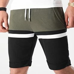 Meilleure vente 🛒 Short Jogging Tricolore 1502 Kaki Blanc Noir de LBO 😍