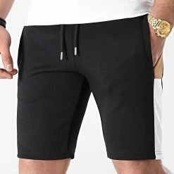 Budget ✔️ Short Jogging A Bandes Poly 1492 Noir Blanc Camel de LBO 🥰 -France LBO Soldes Boutique lbo 248887 FAB SHALBO 1492 20210311T143428 03