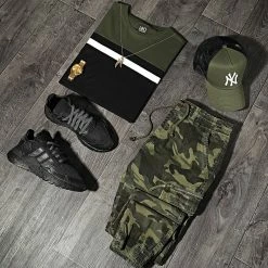 Budget ❤️ Tee 👕 Shirt Tricolore 1543 Kaki Blanc Noir de LBO 🎁 -France LBO Soldes Boutique lbo 248903 FAB SHALBO 1543 20210330T084204 03