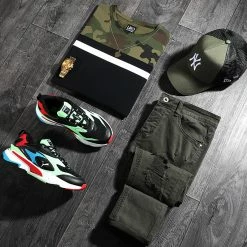 Promo 🧨 Tee 👕 Shirt Tricolore 1576 Vert Kaki Noir Camouflage de LBO 🎉 -France LBO Soldes Boutique lbo 248907 FAB SHALBO 1576 20210308T073002 03