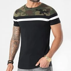 Promo 🧨 Tee 👕 Shirt Tricolore 1576 Vert Kaki Noir Camouflage de LBO 🎉