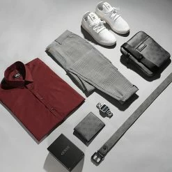 Acheter 😀 Chemise Manches Courtes Slim Fit 1363 Bordeaux de LBO 😉 -France LBO Soldes Boutique lbo 251379 FAB SHALBO 1363 20210505T135423 05