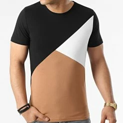 Meilleure affaire 🧨 Tee 👕 Shirt Tricolore 1603 Noir Blanc Camel de LBO 🎉
