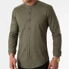 Sortie 🔔 Chemise Manches Longues Col Mao Slim Fit 1706 Vert Kaki de LBO 🌟 -France LBO Soldes Boutique lbo 255462 FAB SHALBO 1706 20210430T115749 01