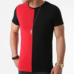 Nouveau 👏 Tee 👕 Shirt Bicolore 1635 Noir Rouge de LBO 👍