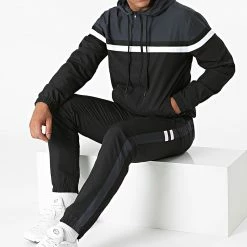 Grosses soldes 💯 Ensemble De Survêtement Tricolore A Bandes 1179 Noir Gris Anthracite de LBO 🔔