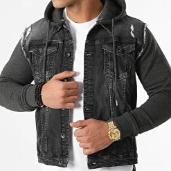 Meilleur prix 🤩 Veste Jean A Capuche 1517 Gris Anthracite de LBO 🧨 -France LBO Soldes Boutique lbo 256834 FAB SHALBO 1517 20210915T081905 03
