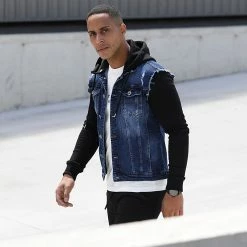 Grosses soldes 🧨 Veste Jean A Capuche 1521 Bleu Foncé Denim Noir de LBO 👍 -France LBO Soldes Boutique lbo 256850 FAB SHALBO 1521 20210707T082804 06