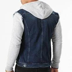 Meilleur prix ⌛ Veste Jean A Capuche 1522 Bleu Denim Gris Chiné de LBO 🔔 -France LBO Soldes Boutique lbo 256852 FAB SHALBO 1522 20210917T122417 04