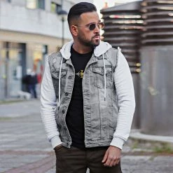 Bon marché 💯 Veste Jean A Capuche 1528 Gris Denim Gris Clair de LBO 🌟 -France LBO Soldes Boutique lbo 256861 FAB SHALBO 1528 20220302T094706 06