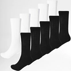 Bon marché 👏 Lot De 10 Paires De Chaussettes 0003 Noir Blanc de LBO 👏