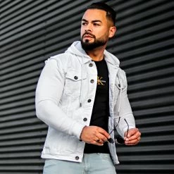 Meilleure vente 🌟 Veste Jean A Capuche 1616 Blanc Denim Blanc de LBO 🧨 -France LBO Soldes Boutique lbo 261267 FAB SHALBO 1616 20220208T095234 06