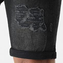 Tout neuf ✨ Short Jean Skinny Fit Avec Dechirures 1466 Denim Noir de LBO 👏 -France LBO Soldes Boutique lbo 261292 FAB SHALBO 1466 20210604T162347 02