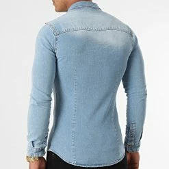 Remise 🤩 Chemise Jean Manches Longues Super Skinny Fit 865 Bleu Clair Denim de LBO 💯 -France LBO Soldes Boutique lbo 261294 FAB SHALBO 865 20210910T141431 04