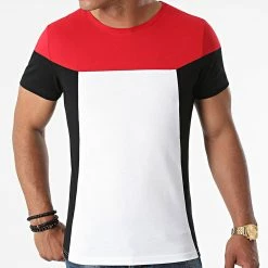 Offres ✨ Tee 👕 Shirt Tricolore 1653 Noir Rouge Blanc de LBO 🔥