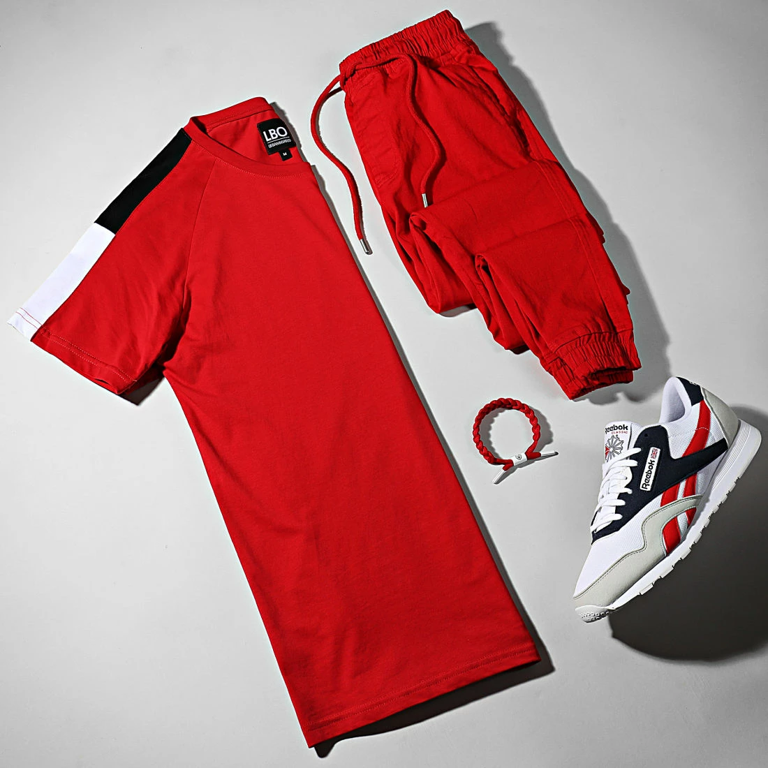 Le moins cher 🎉 Tee 👕 Shirt Raglan Bandes Bicolore 1742 Rouge de LBO 🌟 5 Le moins cher 🎉 Tee 👕 Shirt Raglan Bandes Bicolore 1742 Rouge de LBO 🌟 – Image 3