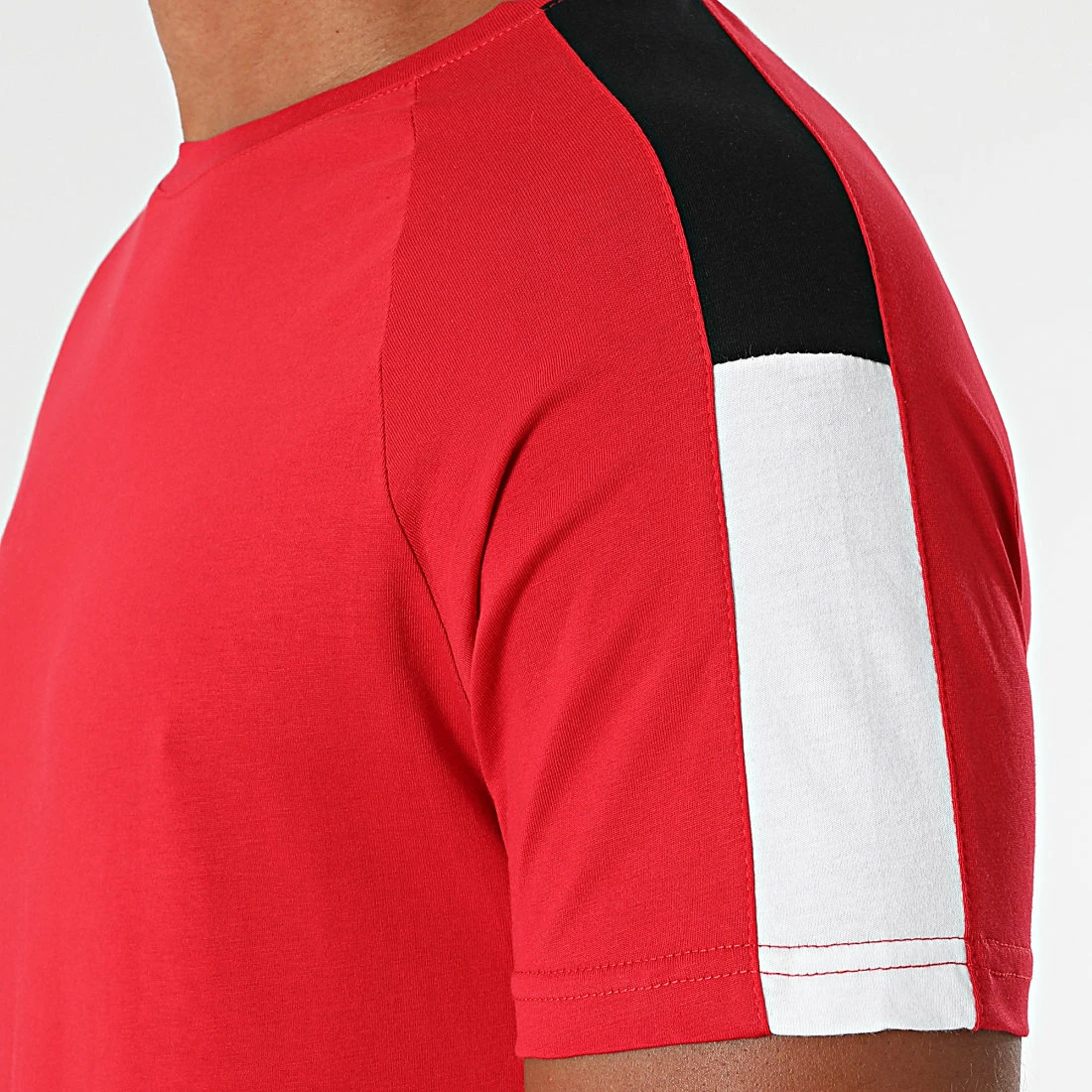 Le moins cher 🎉 Tee 👕 Shirt Raglan Bandes Bicolore 1742 Rouge de LBO 🌟 4 Le moins cher 🎉 Tee 👕 Shirt Raglan Bandes Bicolore 1742 Rouge de LBO 🌟 – Image 2