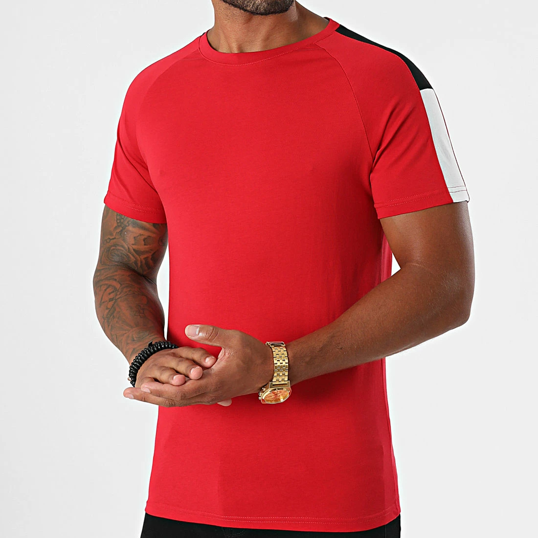 Le moins cher 🎉 Tee 👕 Shirt Raglan Bandes Bicolore 1742 Rouge de LBO 🌟 3 Le moins cher 🎉 Tee 👕 Shirt Raglan Bandes Bicolore 1742 Rouge de LBO 🌟