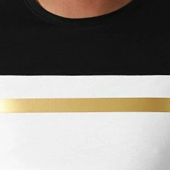 Sortie 👍 Tee 👕 Shirt Tricolore Bande Gold 1572 Blanc de LBO 🛒 -France LBO Soldes Boutique lbo 263479 FAB SHALBO 1572 20210617T145855 02