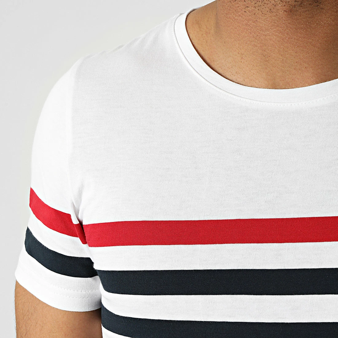 De gros 🥰 Tee 👕 Shirt A Rayures 1702 Blanc Bleu Marine Rouge de LBO ✨ 4 De gros 🥰 Tee 👕 Shirt A Rayures 1702 Blanc Bleu Marine Rouge de LBO ✨ – Image 2