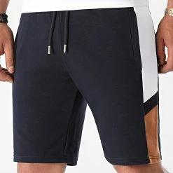 Meilleure vente 😍 Short Jogging A Bandes Sport 1755 Bleu Marine de LBO 😀