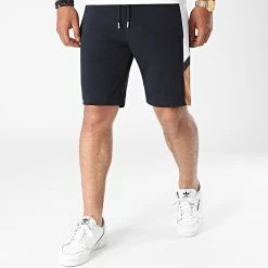 Meilleure vente 😍 Short Jogging A Bandes Sport 1755 Bleu Marine de LBO 😀 -France LBO Soldes Boutique lbo 263800 FAB SHALBO 1755 20210618T150006 03