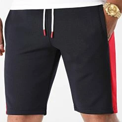 Top 10 🥰 Short Jogging Poly 1756 Bleu Marine Bandes Rouge de LBO 👏 -France LBO Soldes Boutique lbo 263802 FAB SHALBO 1756 20210618T150026 03