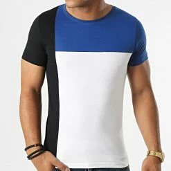 Grosses soldes 🌟 Tee 👕 Shirt Bande Tricolore 1774 Blanc Noir Bleu Roi de LBO ⭐