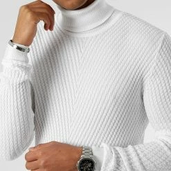 Coupon ❤️ Pull Col Roulé Texturé 0059 Blanc de LBO 🎉