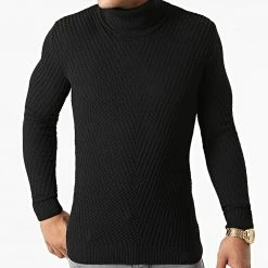 Le moins cher 🧨 Pull Col Roulé Texturé 0060 Noir de LBO 🤩
