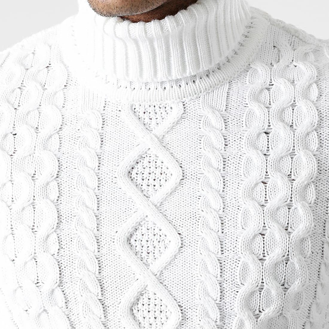 Acheter 🎉 Pull Col Roulé Torsades 0062 Blanc de LBO 🔥 4 Acheter 🎉 Pull Col Roulé Torsades 0062 Blanc de LBO 🔥 – Image 2