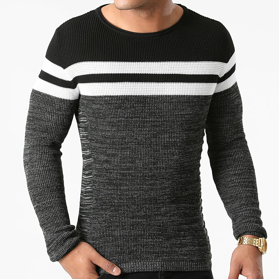 Meilleure vente 👍 Pull Tricolore 0076 Noir Blanc Gris de LBO 🧨 3 Meilleure vente 👍 Pull Tricolore 0076 Noir Blanc Gris de LBO 🧨