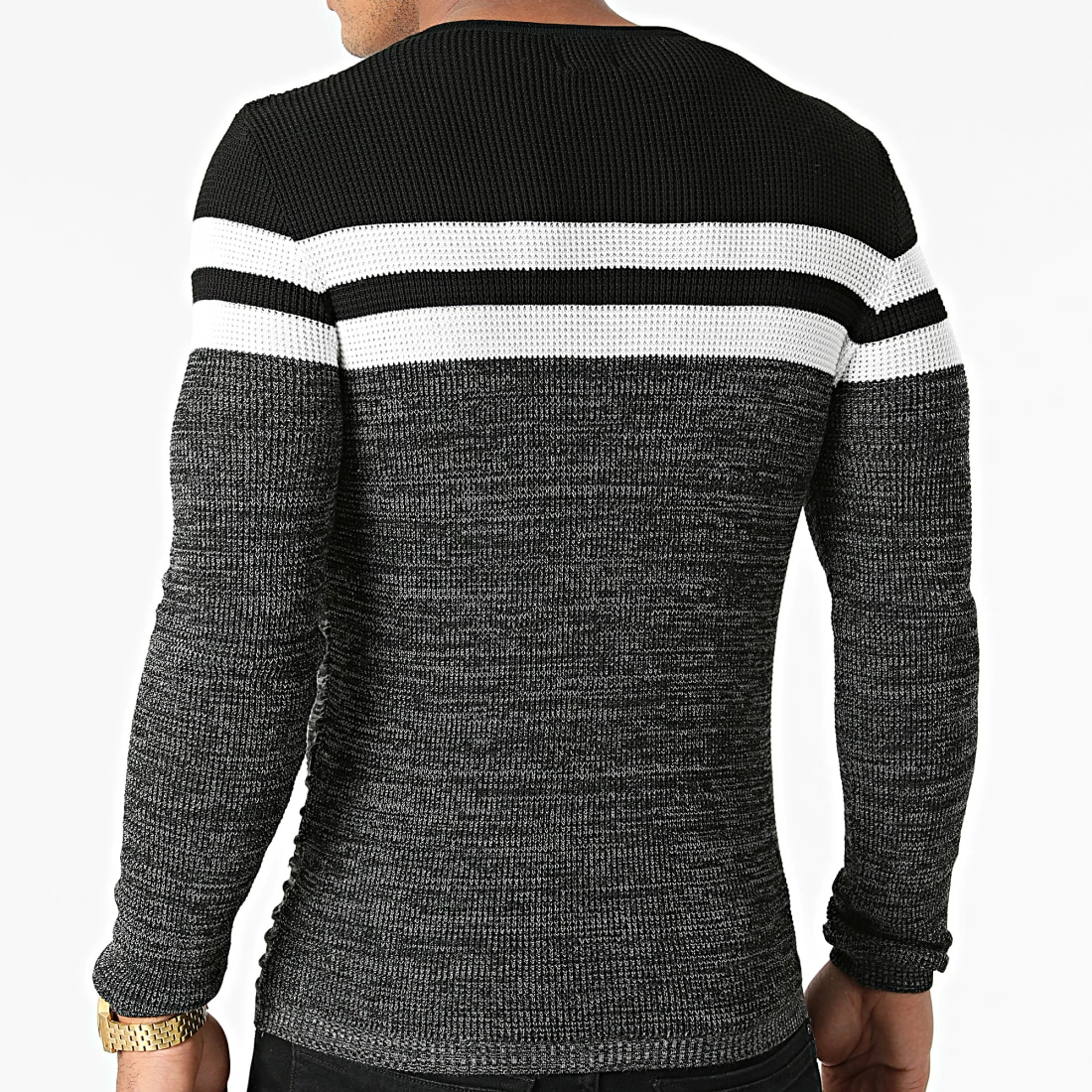 Meilleure vente 👍 Pull Tricolore 0076 Noir Blanc Gris de LBO 🧨 5 Meilleure vente 👍 Pull Tricolore 0076 Noir Blanc Gris de LBO 🧨 – Image 3