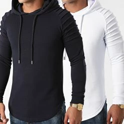 Les meilleures critiques de 🥰 Lot De 2 Sweats Capuche Oversize 1288 Blanc Et Bleu Marine de LBO ⌛