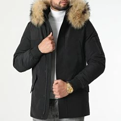 Meilleur prix 🌟 Parka Tech Premium Avec Fourrure Beige 0022 Noir de LBO ❤️