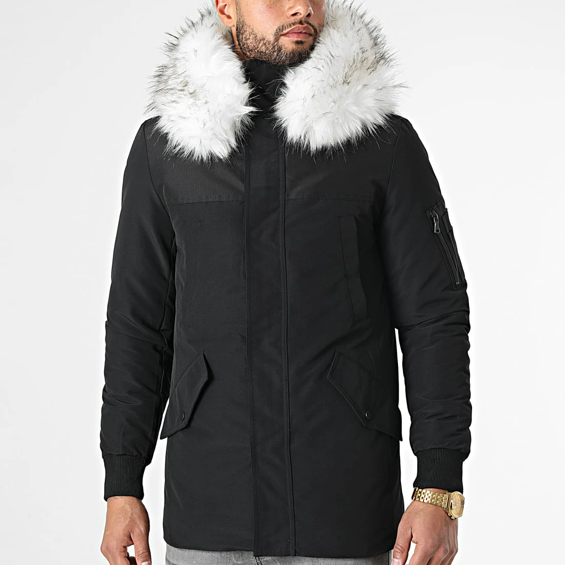Offres 🎁 Parka Tech Premium Avec Fourrure Blanche 0024 Noir de LBO 🔔 5 Offres 🎁 Parka Tech Premium Avec Fourrure Blanche 0024 Noir de LBO 🔔 – Image 3