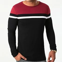 Grosses soldes 🎁 Tee 👚 Shirt Manches Longues Tricolore 1815 Bordeaux Blanc Noir de LBO 👏