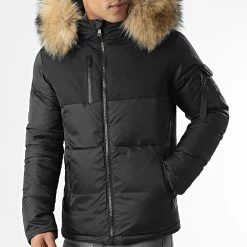 Nouveau 🎁 Doudoune Capuche Tech Puffer Avec Fourrure Beige 0018 Noir de LBO 🎉 -France LBO Soldes Boutique lbo 269119 FAB LBO 1070510 0018 20211112T135457 03