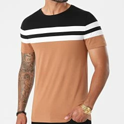 Nouveau 💯 Tee 👕 Shirt Tricolore 1718 Noir Blanc Camel de LBO 😀
