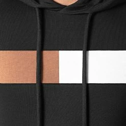 Promo 👏 Sweat Capuche Bande Bicolore 1794 Noir Blanc Camel de LBO ⭐ -France LBO Soldes Boutique lbo 270348 FAB SHALBO 1794 20210727T153939 02