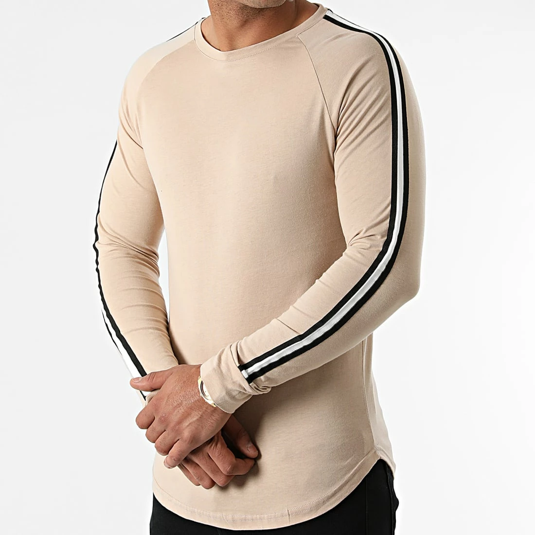 Sortie 🎉 Tee 👕 Shirt Manches Longues Oversize Avec Bandes 1820 Beige de LBO 🔥 3 Sortie 🎉 Tee 👕 Shirt Manches Longues Oversize Avec Bandes 1820 Beige de LBO 🔥