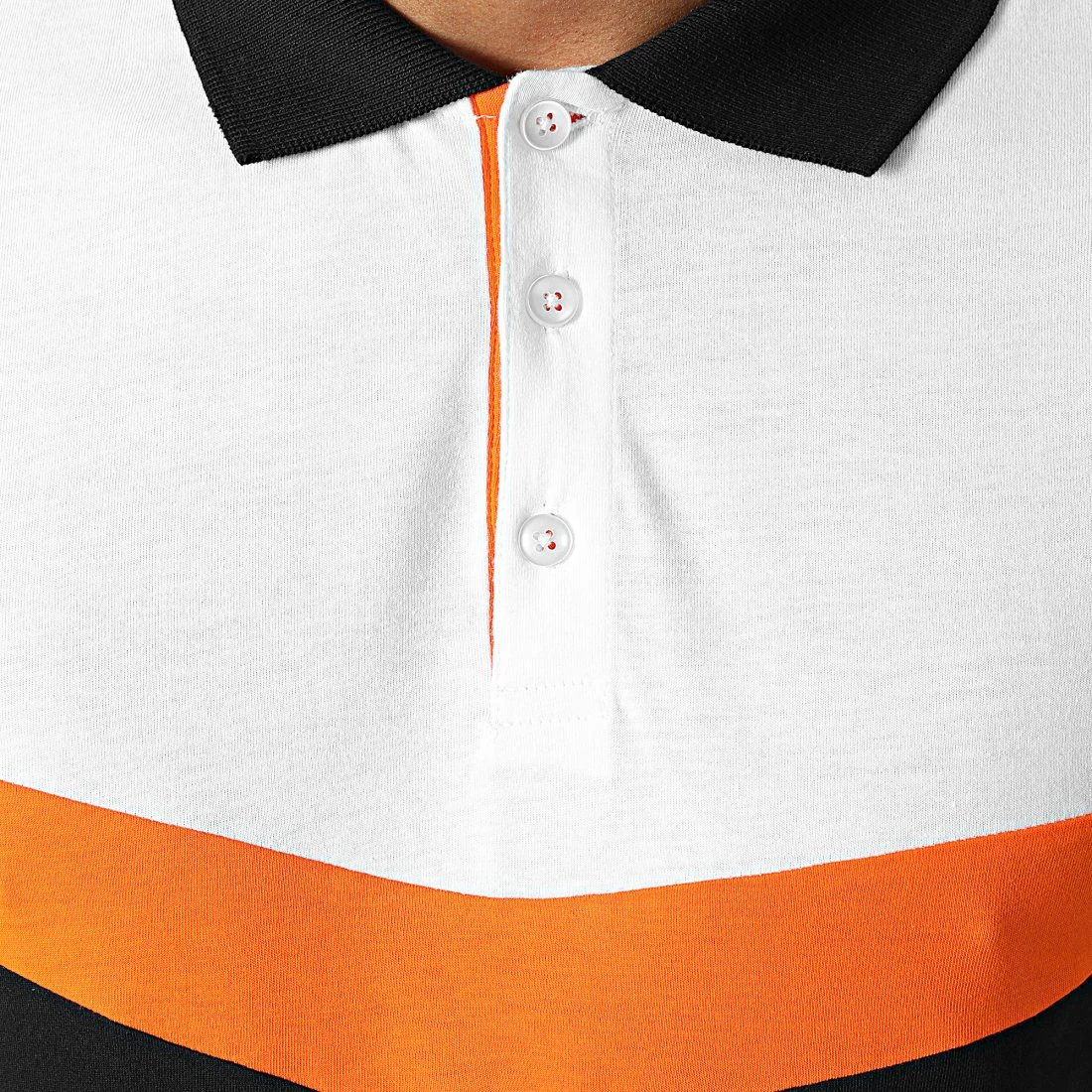 Nouveau ❤️ Polo Manches Courtes Tricolore 1855 Noir Blanc Orange de LBO ⌛ 4 Nouveau ❤️ Polo Manches Courtes Tricolore 1855 Noir Blanc Orange de LBO ⌛ – Image 2